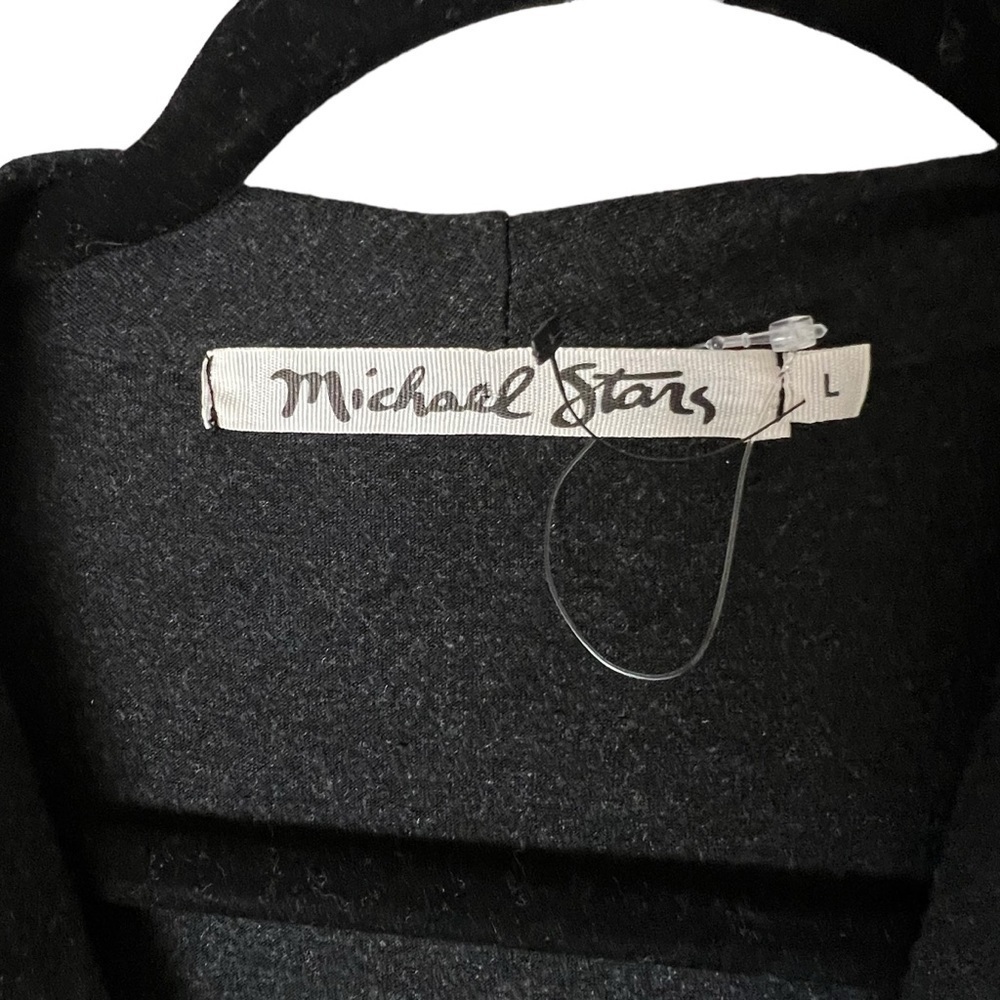 Michael Stars Modal Dress Women's Large Charcoal Grey Faux Wrap LS Rouched Sides - Picture 2 of 8